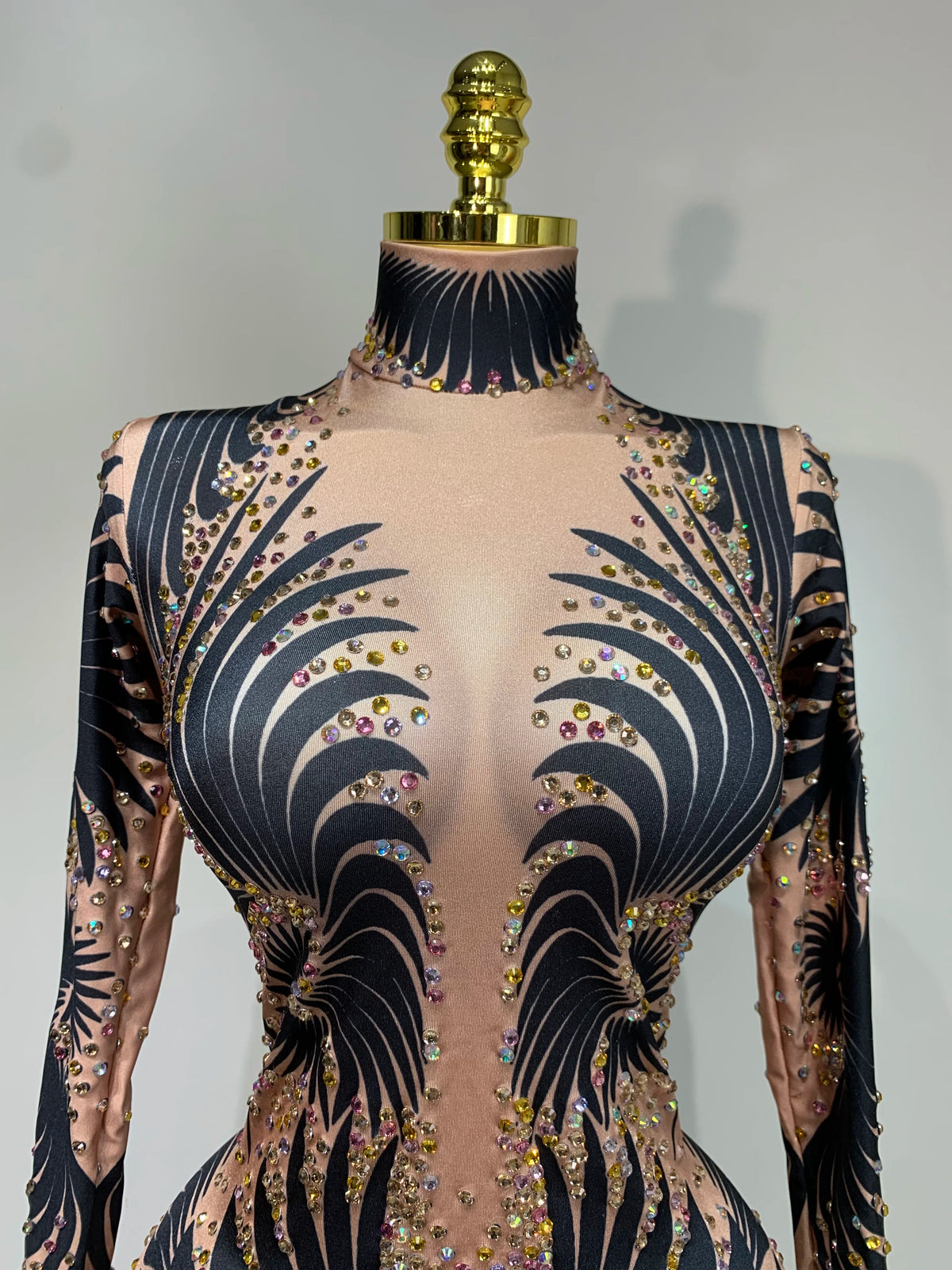 Women Sexy High Stretch Jumpsuit Long Sleeeve Holiday Party Cosplay Costume Nightclub Dancer Outfit Sparkly Diamond Stage Wear