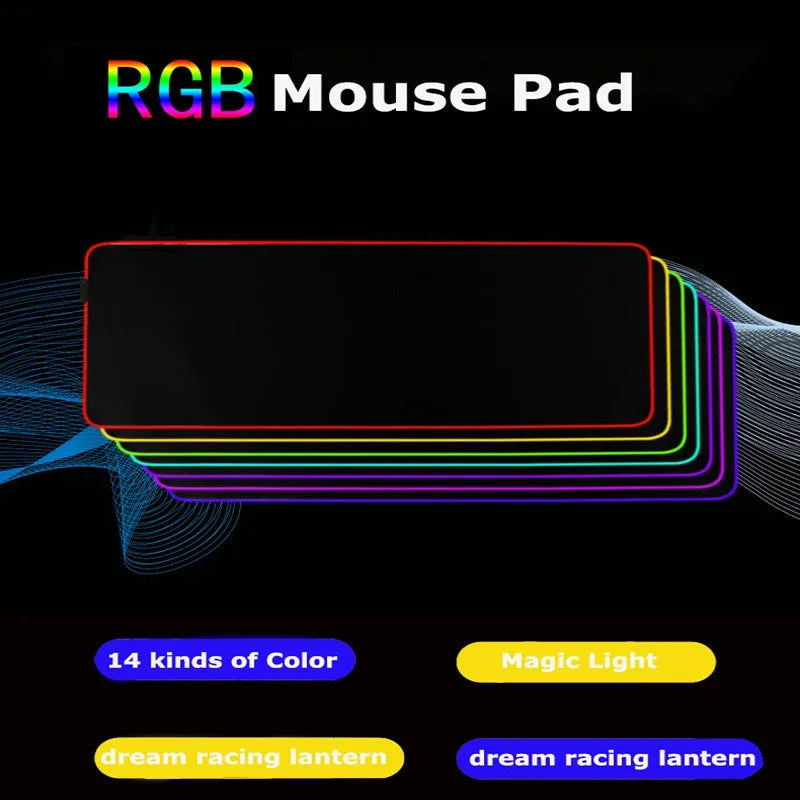 RGB Pc Gamer S-Star Treks Keyboard Expansion Mouse Pad LED Glowing Mat Rubber Backlight Gaming Computer Laptop Home Office Setup