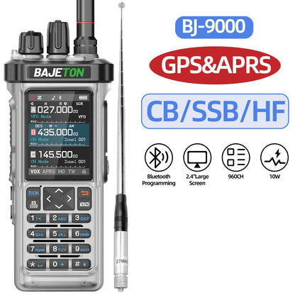 BAJETON BJ-9000 GPS APRS Walkie Talkie 10W CB/SSB/HF 27MHZ Long Range NOAA ShortWave For RT-950PRO RT-950 Ham Two Way Radio