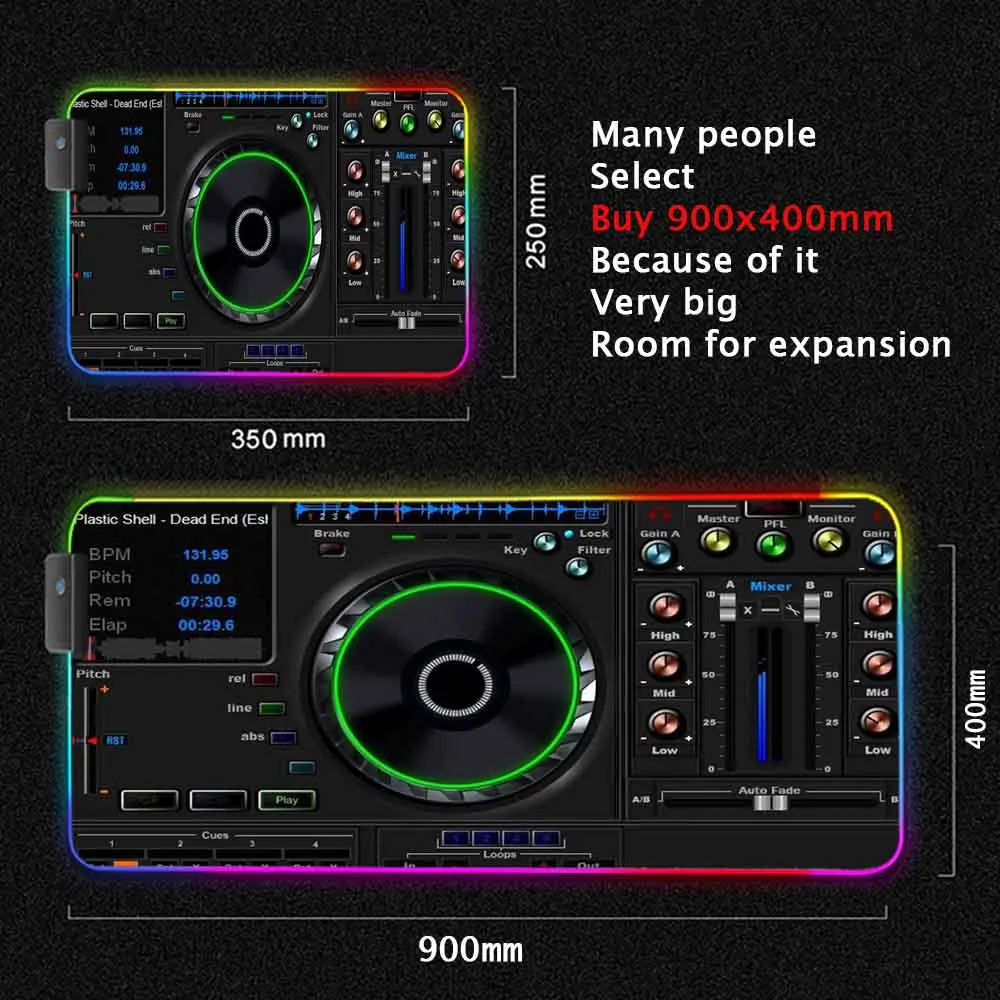 Dj Console Table Computer Desk Pc Mat Extra Large Mouse Pad XXL Carpet Led Large Mousepad Mice Mats with Backlight Keyboard Pad