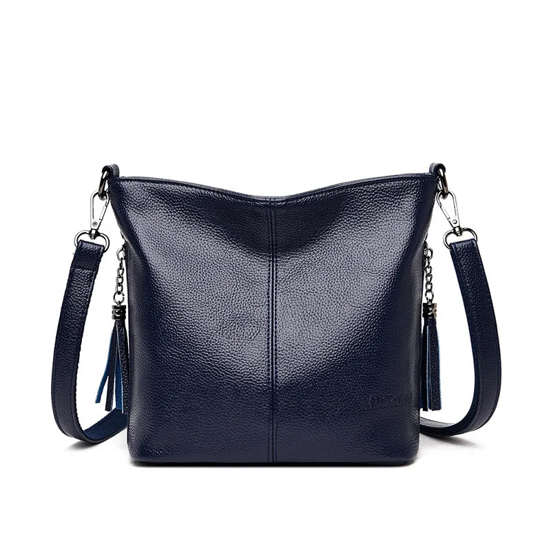 Vintage Women Genuine Leather Handbags Designer Bucket Ladies Shoulder Bags Fashion Luxury Brand Female Messenger Bag Briefcase