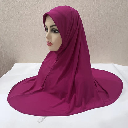 H124 Adults high quality big size muslim hijab scarf with chin part islamic headscarf hats armia pull on headwrap turban caps