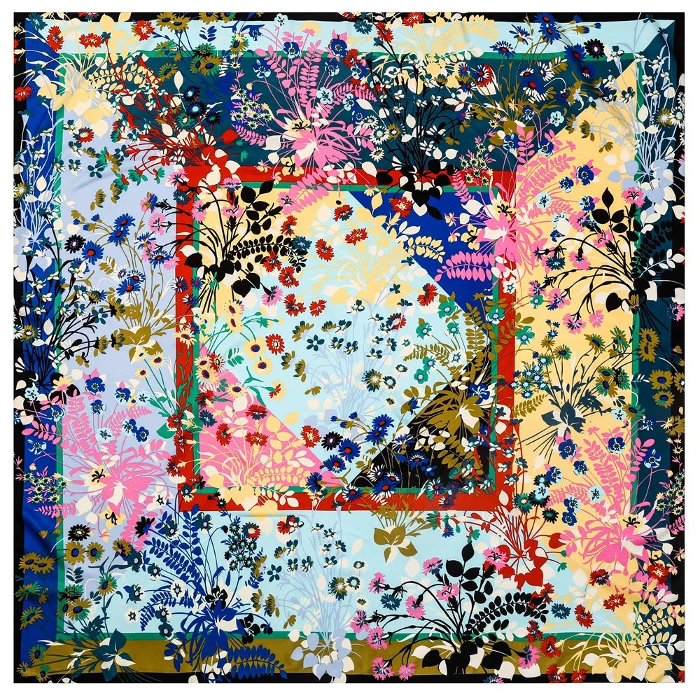 130CM Silk Scarf Women Horse Head Print Stoles Square Scarves Wraps Large Bandana Kerchief Hijabs Female Silk Foulards Sjaal