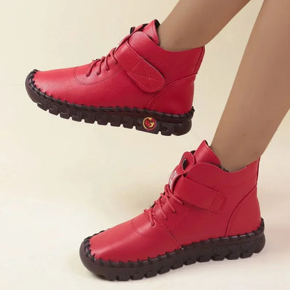 Ngouxm Winter Flat Boots Winter Female Shoes Soft Bottom Short Plush Mother Snow Botas De Invierno Para Mujer