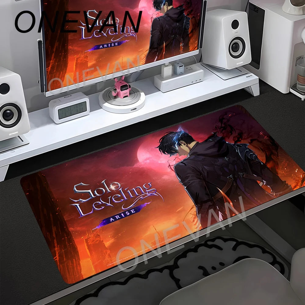 HD Printing Anime Solo Leveling Mousepad 900x400mm Computer Gamer Lock Edge Non-slip Mouse Pad XXL Keyboard PC Protect Table Pad