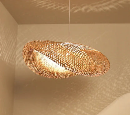 2025 Newest Bamboo Pendant Lamps Ceiling Lights Rattan Wicker Lustre Hand Knit Braiding Suspended Home Dining Braided Decor Hot