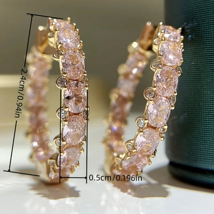 Princess Square Cubic Zirconia Hoop Earrings Luxury Trendy Ear Circle Earrings for Women Fashion Versatile Female Jewelry Gifts