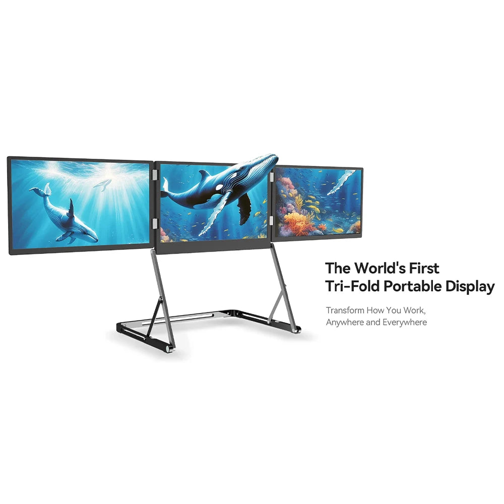 Sibolan 14" Three Screen Portable Monitor 60Hz 100% sRGB Metal Body HDMI USB-C Plug Tripe Laptop Screen Extender For Win mac OS