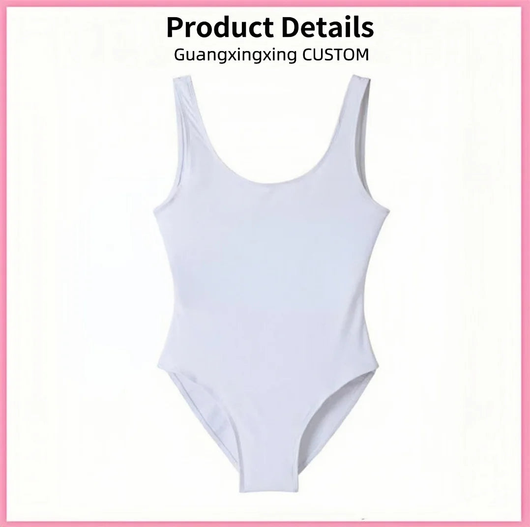 Women's new bikini swimsuit printed photo custom logo one-piece swimsuit.
