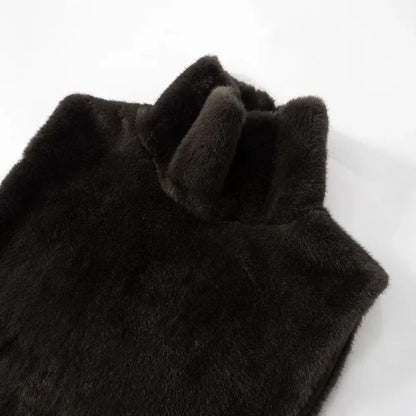 Eco Mink Fur Turtleneck Tank Tops Fluffy Layering Piece Faux Fur Vest Thicken High Collar Sable Vest Women's Apparel