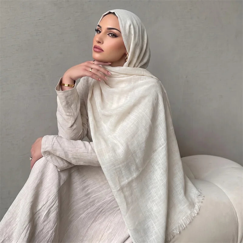 New Long Scarf Women Cotton Scarf Beach Hijab Shawls and Wraps 2026 Luxury Brand Solid Color  Echarpe Designer