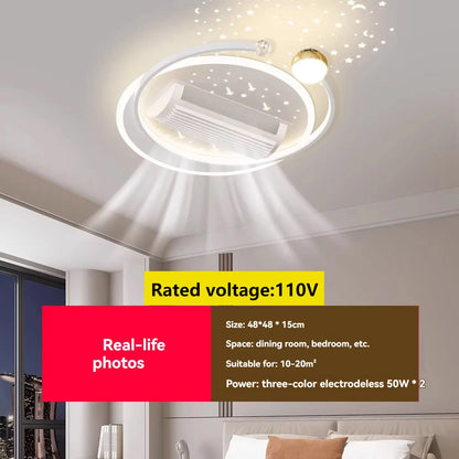 LED Bladeless Fan Light, Living Room Light, Modern Minimalist Smart Remote Control, Master Bedroom Study Ceiling Light 110V/220V