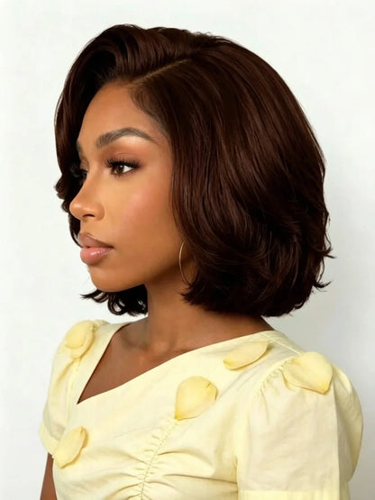 13x4 Lace Front Human Hair Wig 180 Density Honey Blonde Side Part Layered Bob Wig, Silky Straight Wigs For Women Daily Styling