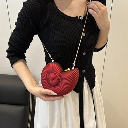 Fashion Lipstick Bag Ladies Gold Conch Dinner Bag High Quality Acrylic Super Mini Crossbody Bag Women Cute Fun Creative Handbag