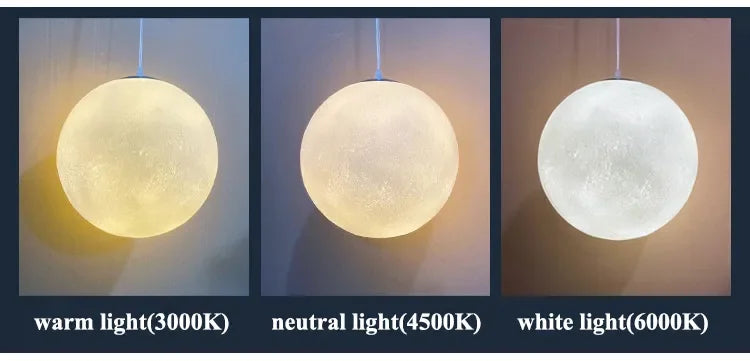Nordic Moon Led Pendant Lights for Living Room Dining Bedroom Home Decorations Chandelier Cafe Restaurant Hanging Lamp Luminaire