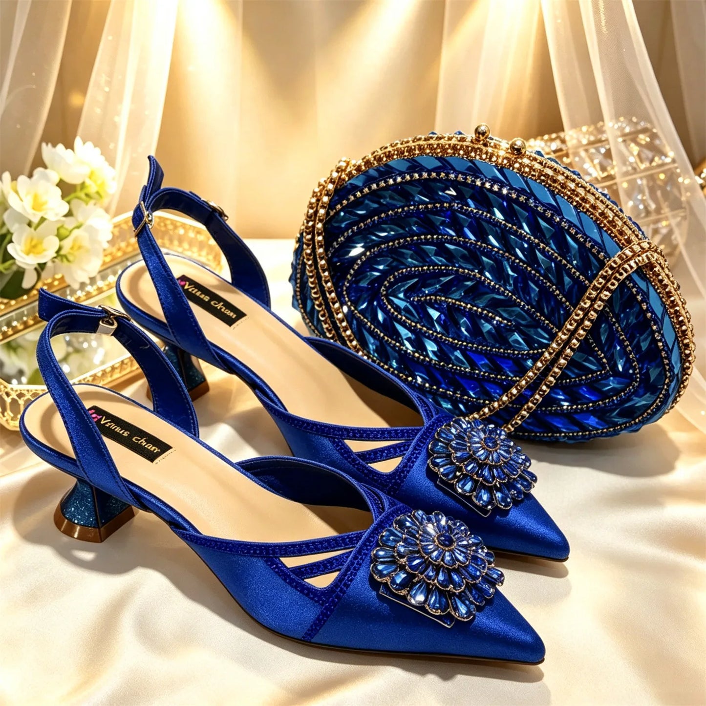 New Shoes and Bags Matching Set Nigerian Women Heel Party for Women green Colour Italian Design Wedding INS Design
