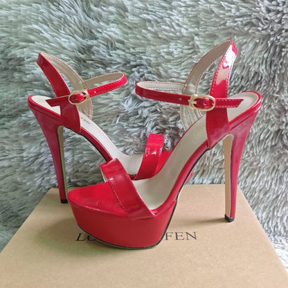 Women Sexy Pumps Peep Toes Sandals Stilettos 14cm Elegant Platform High Heels Luxury Nighclub Party Wedding Jazz Dance Shoes