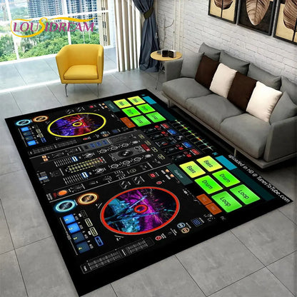 3D DJ Music Screen Keyboard Area Rug,Carpet Rug for Living Room Bedroom Sofa Doormat Hallway Decor,Sport Yoga Non-slip Floor Mat