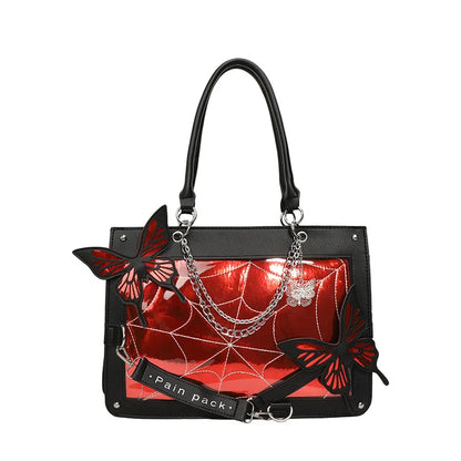 Sweet Y2k Lolita Butterfly Chain Shoulder Bags Trendy Gothic Harajuku Ita Bag Japanese Chic Women Transparent Handbags Crossbody