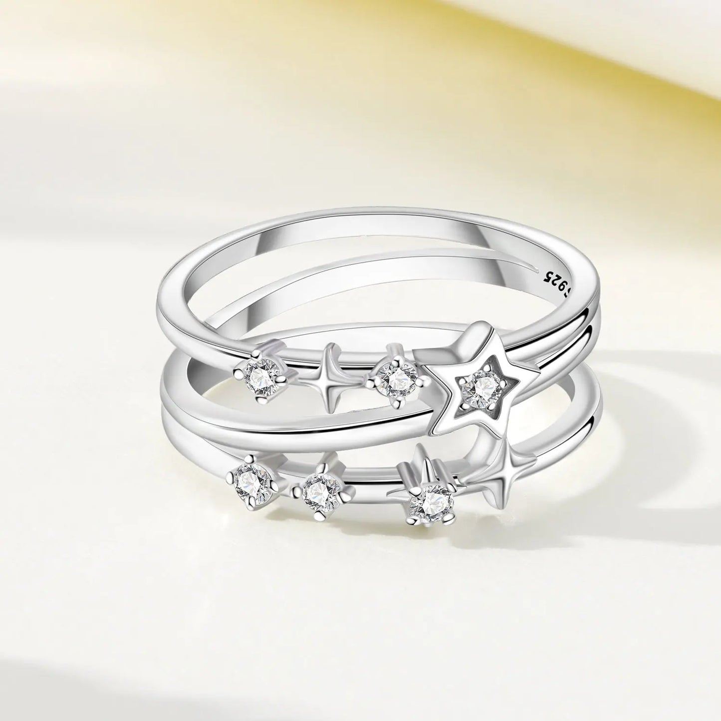 925 Sterling Silver Three-Ring Stackable Ring for Women Simple Fashion Design Fine Jewelry Perfect for Birthday Party Gift 2026