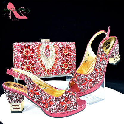 2025 Fashion Style Nigerian Ladies Lovely Shoes and Bag to Match Set in Gold Color Specials Pumps for Dress
