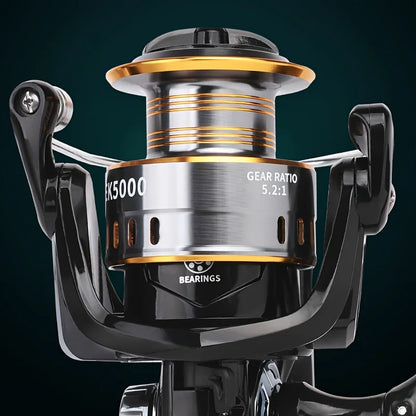 BILLINGS Spinning Reel 12KG Max Drag 5.2:1 Gear Ratio Metal Spool Durable Professional Fishing Reels, Multipurpose for Freshwater Saltwater Bass Trout Salmon Fishing