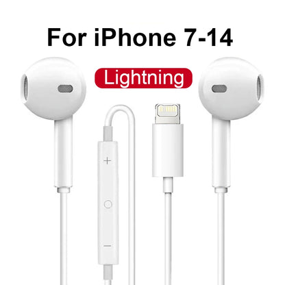 Original Headphones For Apple iPhone 16 15 14 13 11 12 Pro Max Plus In-ear Lightning USB C Wired Bluetooth Earphones Accessories