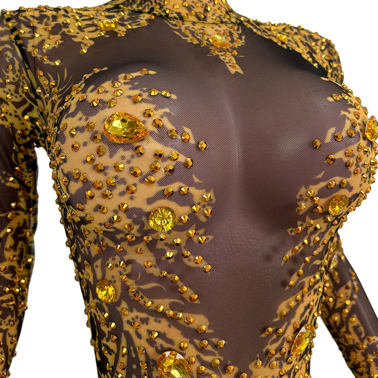 sexy long sleeves night club party rhinestone jumpsuits women birthday prom bodycon rompers show dance bodysuit festival outfit