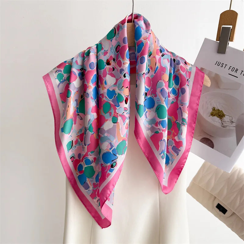 70*70cm Zebra Stripes Print Head Scarf for Women Silk Square Scarves Foulard Bandana Fashion Decorate Hijab Female Neckerchief