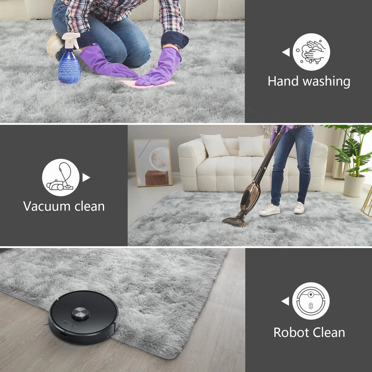 VIKAMA Ultra-Soft Puffy Rug, Bedroom & Living Room Indoor Floor Mat, Nursery Carpet, Children's Girls' Room Home Decor