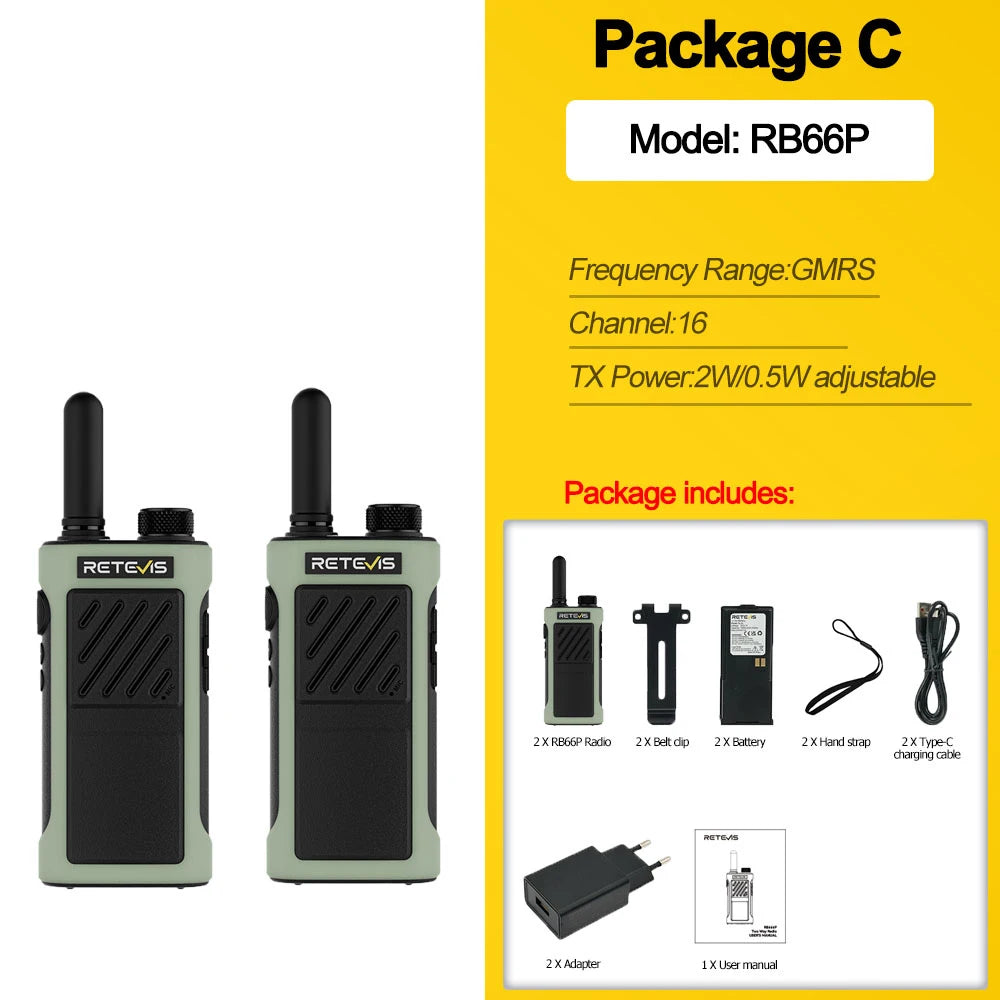 Retevis RB666P Walkie Talkie 3-speed Fast Charging Two Way Radio Communication Radios Walkie-talkie Professional Communicator