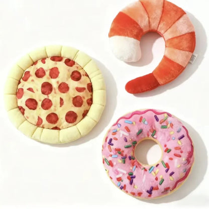 New Plush Dog Toy Doughnut Pizza Shape Pet Squeaky Toys for Small Large Dogs Cleaning Teeth Puppy Chew Sound Toy Pet Supplies