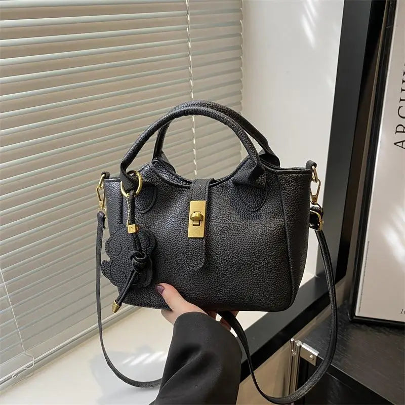 PU Portable Bucket Bag Shoulder Bag Women Fashion Versatile Crossbody Bags Zipper Handbag High Quality Tote Commuter Bags Gifts
