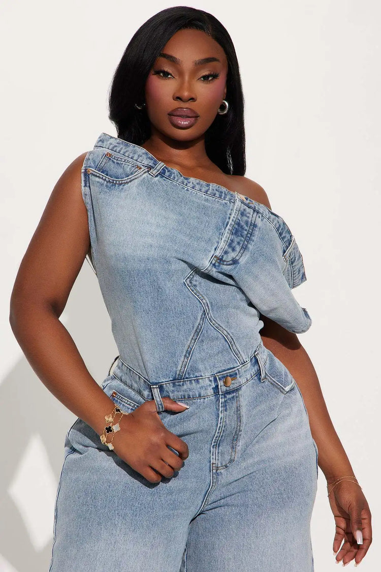Jumpsuits Women Denim One Piece Short Sleeve Overalls Knee Length Pants Tight Waist Rompers Y2k Streetwear Slash Neck 2026