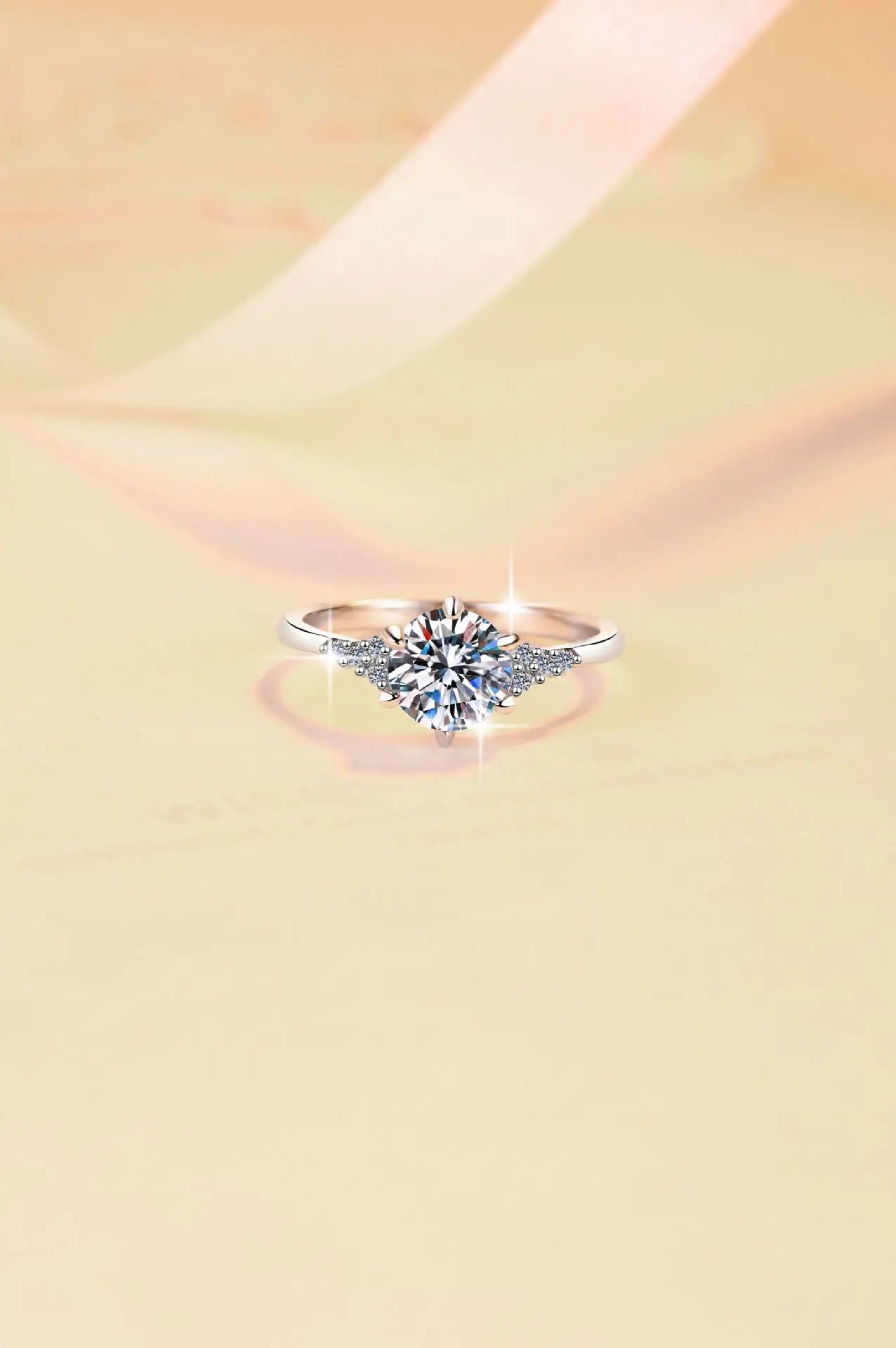 1Ct Moissanite Round Six-Prong Ring Women's PT950 Platinum - Gentle six-prong, understated luxury, thoughtful confession gift