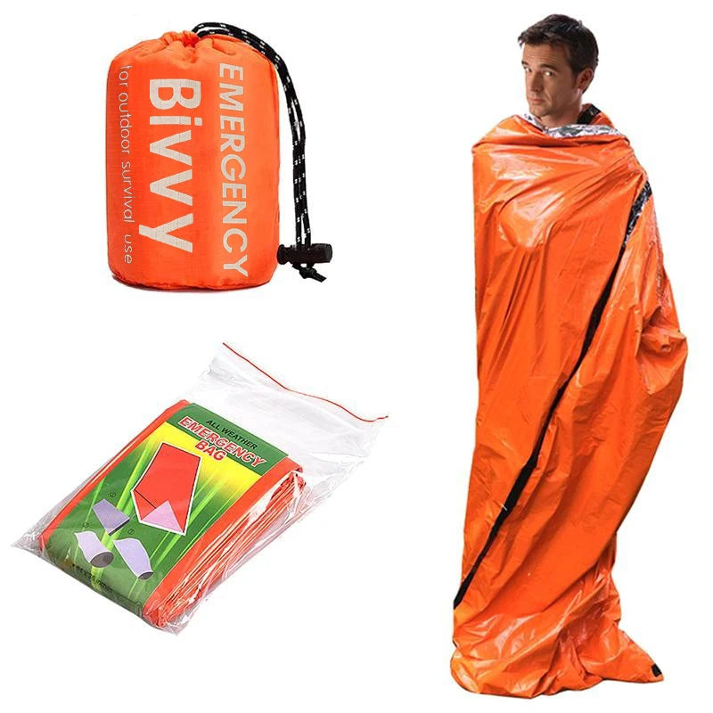 Emergency Sleeping Bag Ultra Waterproof Mylar Thermal Blankets Lightweight Survival Sleeping Bag Keep Warm for Camping Hiking