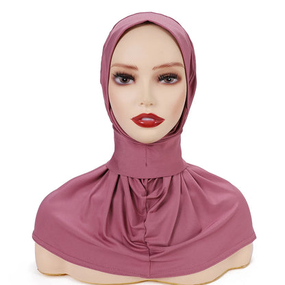Ready To Wear Full Cover Inner Instant Hijab Premium Quality Jersey Scarf With Tie Back Buttons Muslim Women Turban Caps