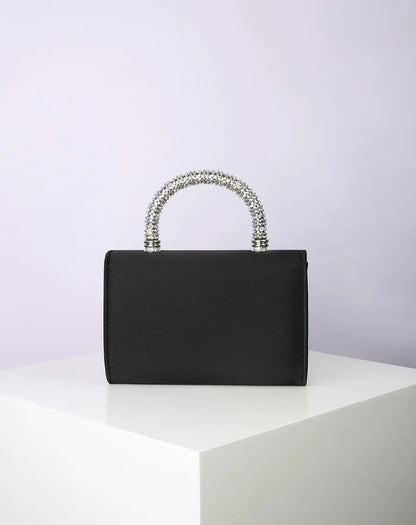 Rhinestone Faux Silk Emerald Evening Bag Silver Diamond Buckle Handle Fashion Handbags Elegant Ladies Square Bolsa Feminina