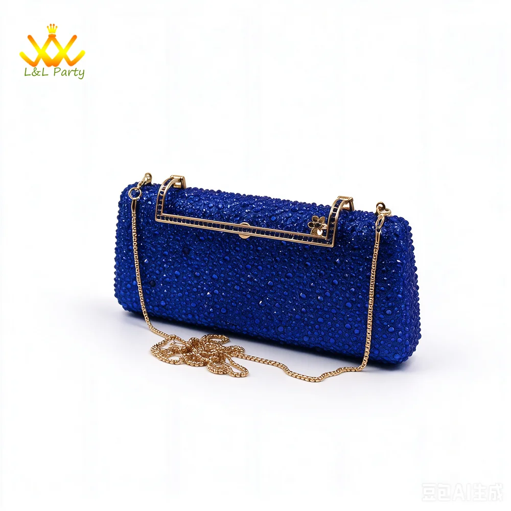 2026 Autumn New Arrivals Royal Blue Color Shoes and Bag  Set Special Design Fashion for Wedding Party