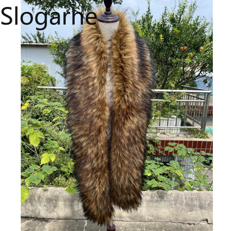American 180cm Super Long Faux Fox Fur Scarf Winter Women Cosplay Warm Fashion Neck Decor Fluffy Shawl Wrap Luxury Furry Scarves