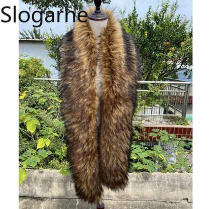 American 180cm Super Long Faux Fox Fur Scarf Winter Women Cosplay Warm Fashion Neck Decor Fluffy Shawl Wrap Luxury Furry Scarves