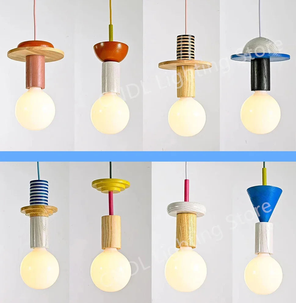 Fast Shipping Nordic Wood LED Pendant Lights Kitchen Home Decor Hanging Lamp Restaurant Ceiling Chandelier Lustre Light Fixture