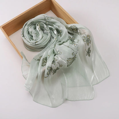 Elegant Embroidery Glitter Shimmer Hijab Shawl Pleated Glitter Chiffon Shawl Lightweight Crinkle Flowy Plain Hijab Scarves