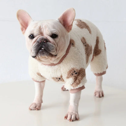 Multi Colors Winter Thick Furry Dog Clothing 4 Legged Fat Dog French Bull Sweatshirts Full Cover Pet Puppy Jumpsuit