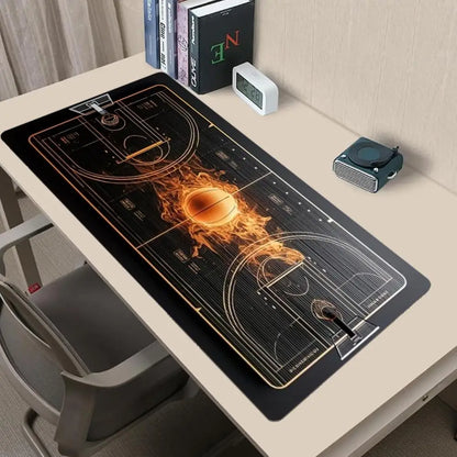 Basketball court Mouse Pad Large Computer Office Game Table Mat Rubber Anti-slip Stitched Edge Keyboard Mat 90x40 XXL Desk Pad