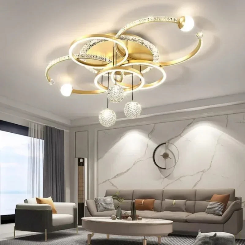 Nordic style eye protection living room light, simple, modern, atmospheric, high-end crystal ceiling light, Guangdong