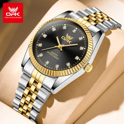 OPK 6027 Watches For Men Stainless Steel Quartz Watch Zircon Scale Wristwatch Waterproof Luminous  Automatic Watch Reloj Hombre