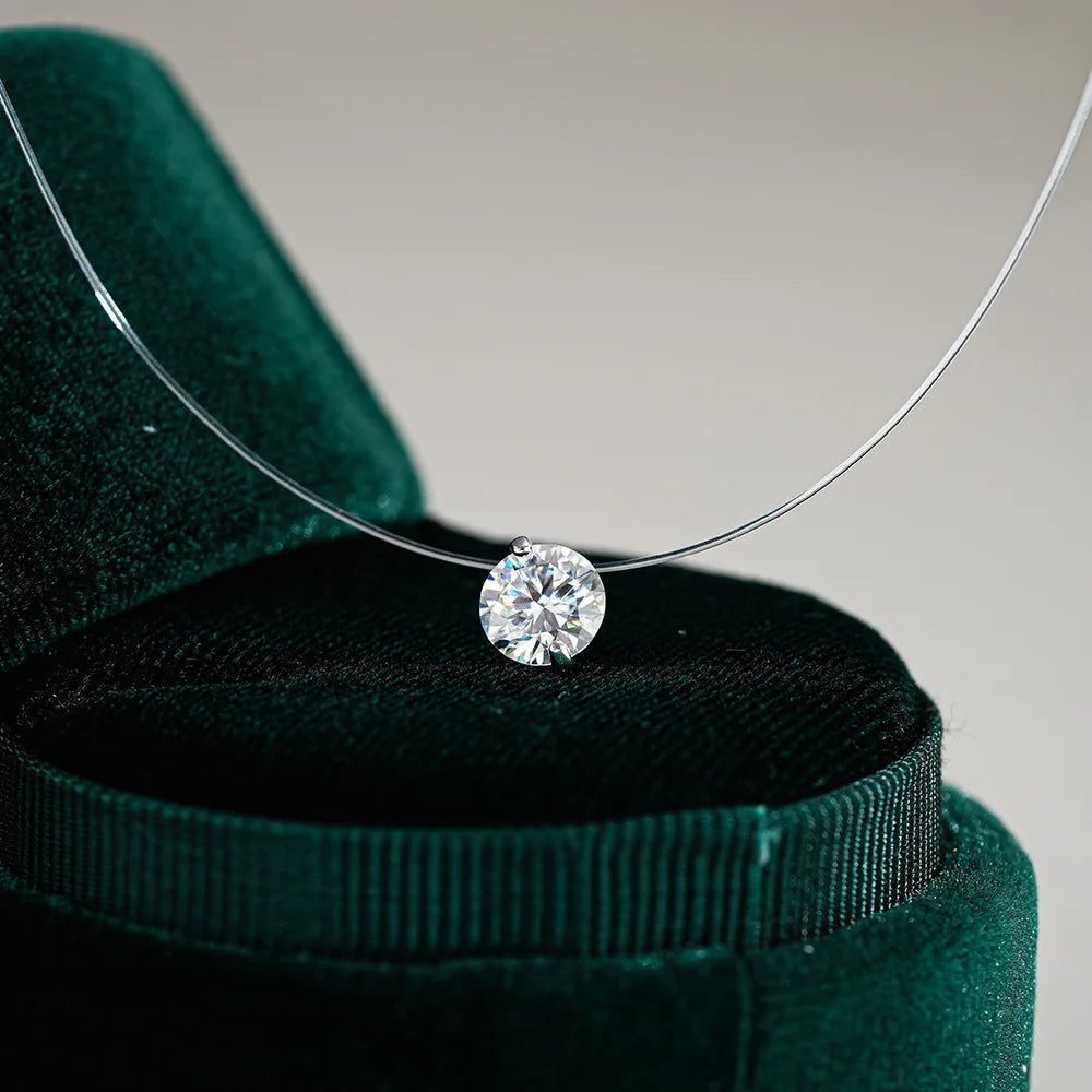 EWYA GRA Certified 1CT Marquise Cut Moissanite Pendant Necklace for Woman 925 Silver Fishing Line Water Drop Diamond Necklaces