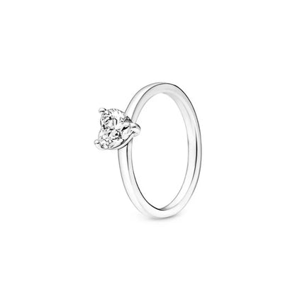 European New 925 Silver Heart-Shaped,Floral,Square Ring Suitable for Exquisite High-Quality Jewelry for Women at Wedding Parties