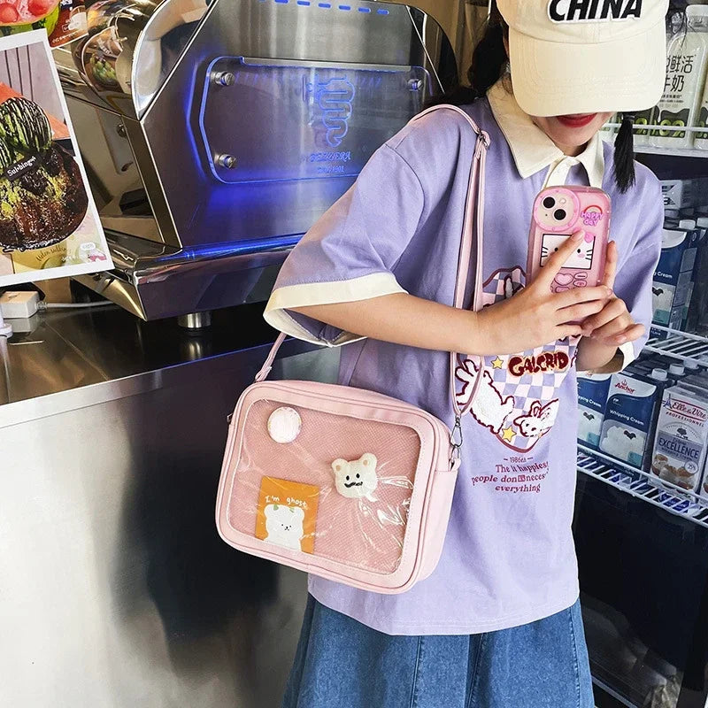 Female Ita Crossbody Bag Womens Transparent Messenger Bag Girls Cute-Lolita Shoulder Bags Teens Fashion Satchels Bag Ins